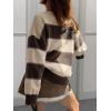 imagechouyatou Womens 2025 Contrast Striped Sweaters Y2k Vintage Pullover Sweater Slouchy Knit Jumper TopsApricot