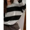 imagechouyatou Womens 2025 Contrast Striped Sweaters Y2k Vintage Pullover Sweater Slouchy Knit Jumper TopsBlack