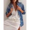 imagechouyatou Womens 2025 Fall Embroidery Denim Jacket Vintage Boyfriend Casual Oversized Jean JacketBlue
