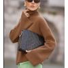 imagechouyatou Womens 2025 Fall Ribbed Knit Turtleneck Sweater Casual Pullover Winter Cozy Sweater Jumper TopBrown