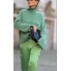 imagechouyatou Womens 2025 Fall Ribbed Knit Turtleneck Sweater Casual Pullover Winter Cozy Sweater Jumper TopGreen