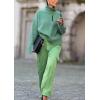 imagechouyatou Womens 2025 Fall Ribbed Knit Turtleneck Sweater Casual Pullover Winter Cozy Sweater Jumper TopGreen