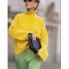 imagechouyatou Womens 2025 Fall Ribbed Knit Turtleneck Sweater Casual Pullover Winter Cozy Sweater Jumper TopYellow