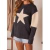imagechouyatou Womens 2025 Fall Trendy Star Sweater Casual Loose Chunky Knit Pullover Jumper TopsDark Grey