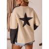 imagechouyatou Womens 2025 Fall Trendy Star Sweater Casual Loose Chunky Knit Pullover Jumper TopsDark Grey