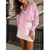 imagechouyatou Womens 2025 Striped ButtonDown Shirt Loose Business Casual Cotton Dress Shirt Blouse TopPink