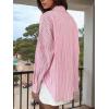 imagechouyatou Womens 2025 Striped ButtonDown Shirt Loose Business Casual Cotton Dress Shirt Blouse TopPink