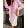 imagechouyatou Womens 2025 Striped ButtonDown Shirt Loose Business Casual Cotton Dress Shirt Blouse TopPink