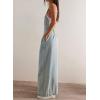 imagechouyatou Womens Adjustable Strap Denim Bib Overall Casual Loose Pleated Wide Leg Jeans Jumpsuits with PocketsLight Blue