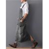 imagechouyatou Womens Adjustable Strap Distressed Denim Overall Dress ALine Pinafore Jean Dress with SplitBlack