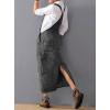 imagechouyatou Womens Adjustable Strap Distressed Denim Overall Dress ALine Pinafore Jean Dress with SplitBlack