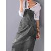 imagechouyatou Womens Adjustable Strap Distressed Denim Overall Dress ALine Pinafore Jean Dress with SplitBlack