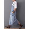 imagechouyatou Womens Adjustable Strap Distressed Denim Overall Dress ALine Pinafore Jean Dress with SplitDenim Blue