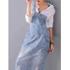 imagechouyatou Womens Adjustable Strap Distressed Denim Overall Dress ALine Pinafore Jean Dress with SplitDenim Blue