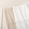 imagechouyatou Womens Bodycon Floral Embroidered Knit Skirt Lace Crochet Eyelet Pencil Flared Midi SkirtApricot