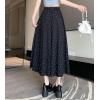 imagechouyatou Womens Boho Ditsy Polka Dot ALine Skirt Elastic Waist Swing Pleated Midi Long Skirt with PocketsBlack
