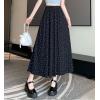 imagechouyatou Womens Boho Ditsy Polka Dot ALine Skirt Elastic Waist Swing Pleated Midi Long Skirt with PocketsBlack