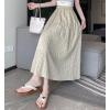 imagechouyatou Womens Boho Ditsy Polka Dot ALine Skirt Elastic Waist Swing Pleated Midi Long Skirt with PocketsKhaki
