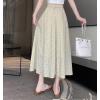 imagechouyatou Womens Boho Ditsy Polka Dot ALine Skirt Elastic Waist Swing Pleated Midi Long Skirt with PocketsKhaki