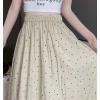 imagechouyatou Womens Boho Ditsy Polka Dot ALine Skirt Elastic Waist Swing Pleated Midi Long Skirt with PocketsKhaki