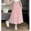 imagechouyatou Womens Boho Ditsy Polka Dot ALine Skirt Elastic Waist Swing Pleated Midi Long Skirt with PocketsPink