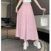 imagechouyatou Womens Boho Ditsy Polka Dot ALine Skirt Elastic Waist Swing Pleated Midi Long Skirt with PocketsPink