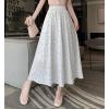 imagechouyatou Womens Boho Ditsy Polka Dot ALine Skirt Elastic Waist Swing Pleated Midi Long Skirt with PocketsWhite