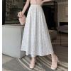 imagechouyatou Womens Boho Ditsy Polka Dot ALine Skirt Elastic Waist Swing Pleated Midi Long Skirt with PocketsWhite