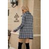 imagechouyatou Womens Business Casual Plaid Sweater Cardigan Open Front Notched Lapel Knit Blazer Jacket CoatDark Grey