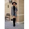 imagechouyatou Womens Business Casual Plaid Sweater Cardigan Open Front Notched Lapel Knit Blazer Jacket CoatDark Grey