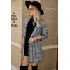 imagechouyatou Womens Business Casual Plaid Sweater Cardigan Open Front Notched Lapel Knit Blazer Jacket CoatDark Grey