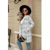 imagechouyatou Womens Business Casual Plaid Sweater Cardigan Open Front Notched Lapel Knit Blazer Jacket CoatGrey