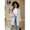 imagechouyatou Womens Business Casual Plaid Sweater Cardigan Open Front Notched Lapel Knit Blazer Jacket CoatGrey