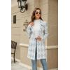 imagechouyatou Womens Business Casual Plaid Sweater Cardigan Open Front Notched Lapel Knit Blazer Jacket CoatGrey