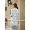 imagechouyatou Womens Business Casual Plaid Sweater Cardigan Open Front Notched Lapel Knit Blazer Jacket CoatGrey