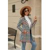 imagechouyatou Womens Business Casual Plaid Sweater Cardigan Open Front Notched Lapel Knit Blazer Jacket CoatRed Green