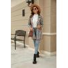 imagechouyatou Womens Business Casual Plaid Sweater Cardigan Open Front Notched Lapel Knit Blazer Jacket CoatRed Green