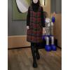 imagechouyatou Womens Button Down Wool Overall Jumper Dress Vintage Plaid Tunic Tank Short Dress with PocketsRed