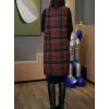 imagechouyatou Womens Button Down Wool Overall Jumper Dress Vintage Plaid Tunic Tank Short Dress with PocketsRed