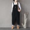 imagechouyatou Womens Cargo Corduroy Harem Overall Pants Wide Leg Adjustable Strap Bib Jumpsuit with PocketsBlack