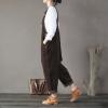 imagechouyatou Womens Cargo Corduroy Harem Overall Pants Wide Leg Adjustable Strap Bib Jumpsuit with PocketsBrown