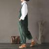 imagechouyatou Womens Cargo Corduroy Harem Overall Pants Wide Leg Adjustable Strap Bib Jumpsuit with PocketsGreen