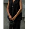 imagechouyatou Womens Casual 2 Piece Outfits Peplum Ruffle Tank Top Wide Leg Long Palazzo Pants Matching SetBlack