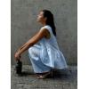 imagechouyatou Womens Casual 2 Piece Outfits Peplum Ruffle Tank Top Wide Leg Long Palazzo Pants Matching SetLight Blue