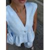 imagechouyatou Womens Casual 2 Piece Outfits Peplum Ruffle Tank Top Wide Leg Long Palazzo Pants Matching SetLight Blue