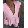 imagechouyatou Womens Casual 2 Piece Outfits Peplum Ruffle Tank Top Wide Leg Long Palazzo Pants Matching SetPink