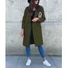 imagechouyatou Womens Casual Double Breasted Long Wool Coat Notched Lapel Office Work Wool Blend Trench Pea CoatArmy Green
