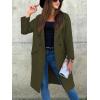 imagechouyatou Womens Casual Double Breasted Long Wool Coat Notched Lapel Office Work Wool Blend Trench Pea CoatArmy Green