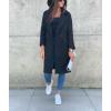 imagechouyatou Womens Casual Double Breasted Long Wool Coat Notched Lapel Office Work Wool Blend Trench Pea CoatBlack