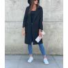 imagechouyatou Womens Casual Double Breasted Long Wool Coat Notched Lapel Office Work Wool Blend Trench Pea CoatBlack